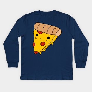 Happy Pizza Slice Kids Long Sleeve T-Shirt